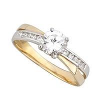 9ct two colour gold cubic zirconia ring