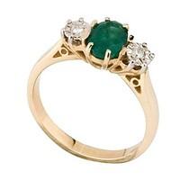 9ct gold diamond and emerald ring