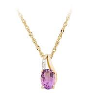 9ct gold amethyst and diamond pendant