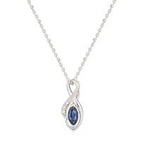 9ct white gold marquise sapphire and diamond pendant