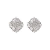 9ct white gold 020 ct brilliant and baguette cluster stud earrings