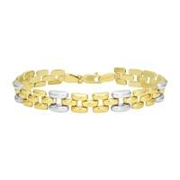 9ct two colour gold square link bracelet