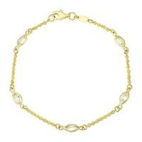 9ct gold marquise cubic zirconia chain bracelet