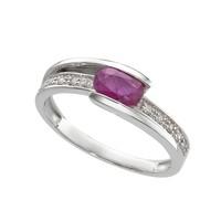 9ct white gold ruby and diamond set ring