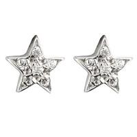 9ct white gold cubic zirconia star stud earrings