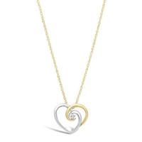9ct two colour gold cubic zirconia open heart pendant