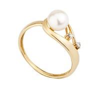 9ct gold freshwater cultured pearl and diamond swirl ring