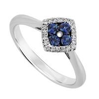 9ct white gold sapphire and 0.29 carat diamond ring