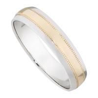 9ct two colour gold 5mm milgrain wedding band