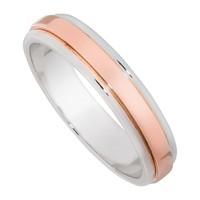 9ct rose gold and white gold 4mm flat wedding ring
