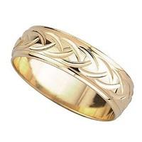 9ct gold 5mm patterned wedding ring