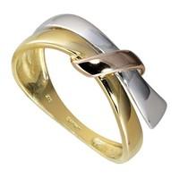 9ct three colour gold ribbon ring