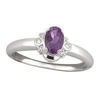 9ct white gold amethyst and diamond set ring