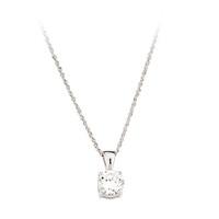 9ct white gold cubic zirconia four-claw solitaire pendant