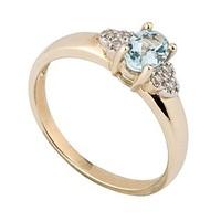 9ct gold diamond and blue topaz ring