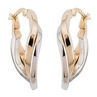 9ct two colour gold double twist hoop earrings