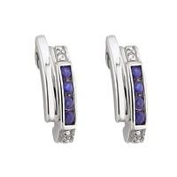 9ct white gold sapphire and diamond hoop earrings