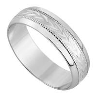 9ct white gold 5mm D-shaped wedding ring