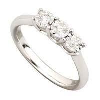 9ct white gold 0.24 carat diamond three stone ring