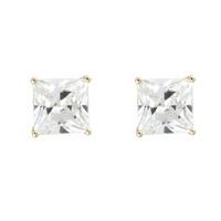 9ct gold square cubic zirconia stud earrings