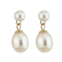 9ct gold freshwater cultured pearl drop earrings