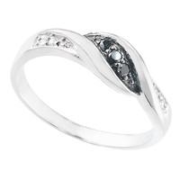 9ct white gold black and white diamond ring