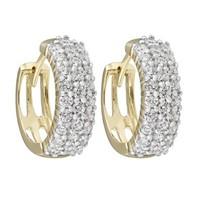 9ct gold cubic zirconia set hoop earrings