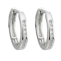 9ct white gold 0.10 carat diamond channel-set hoop earrings