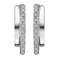 9ct white gold 0.10 carat diamond hoop earrings