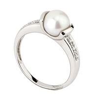 9ct white gold freshwater cultured pearl and diamond ring
