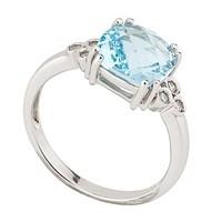 9ct white gold cushion cut blue topaz and diamond cocktail ring