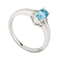 9ct white gold blue topaz and diamond ring