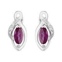 9ct white gold marquise ruby and diamond stud earrings