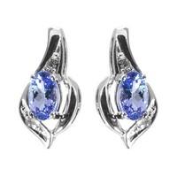 9ct white gold tanzanite and diamond earrings