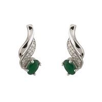 9ct white gold emerald and diamond earrings