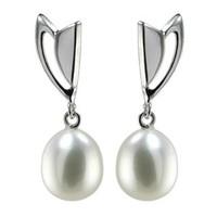 9ct white gold freshwater cultured pearl drop earrings