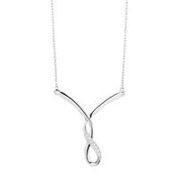 9ct white gold cubic zirconia twist necklace