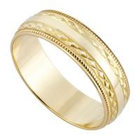 9ct gold 5mm diamond cut wedding ring