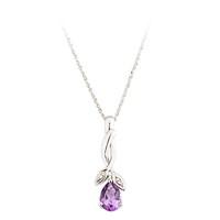 9ct white gold pear-cut amethyst and diamond pendant