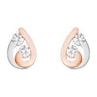 9ct rose and white gold cubic zirconia swirl stud earrings