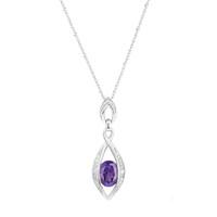 9ct white gold amethyst and 0.12 carat diamond marquise pendant