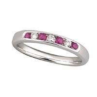 9ct white gold ruby and diamond seven stone ring