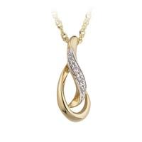 9ct two colour gold diamond teardrop pendant