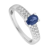 9ct white gold blue sapphire and 0.25 carat diamond ring