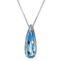 9ct white gold pear cut blue topaz and 0.16 carat diamond pendant