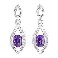 9ct white gold amethyst and 0.15 carat diamond earrings