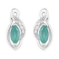 9ct white gold marquise emerald and diamond earrings