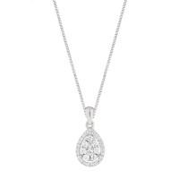 9ct white gold 0.22 carat diamond pear cluster pendant