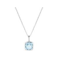 9ct white gold square blue topaz pendant