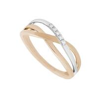 9ct two colour rose and white gold diamond crossover ring